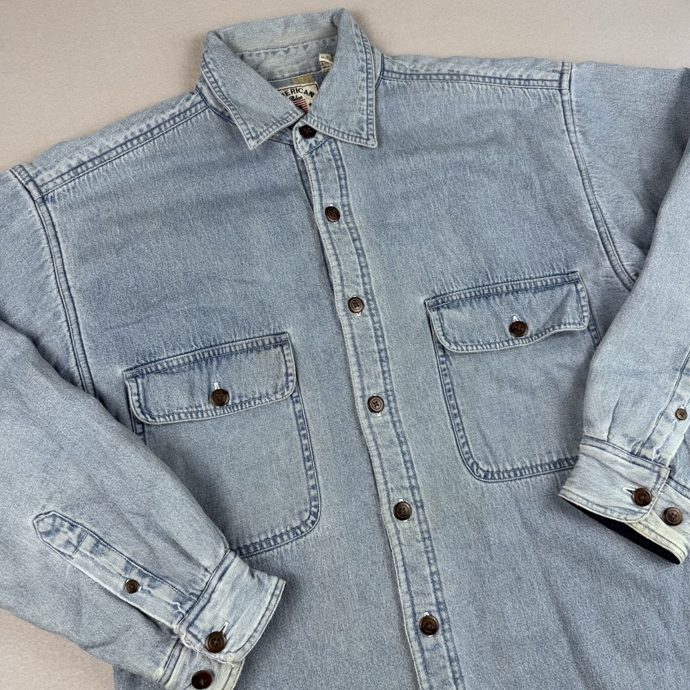 Vintage American Blue Blanket Lined Denim Jacket Size S Pockets‎ Barn Distressed